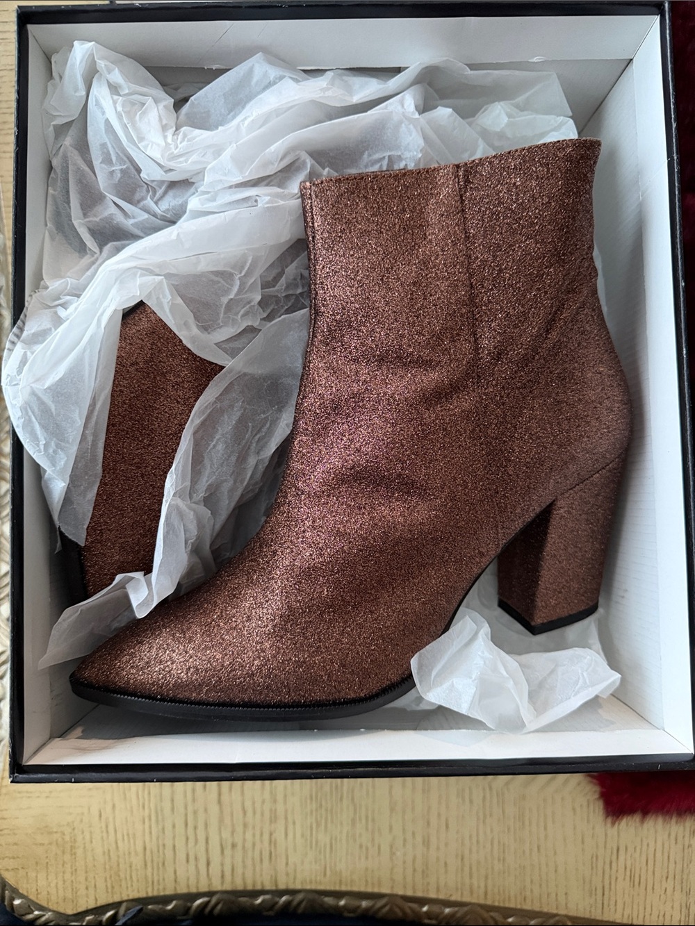Sparkle Ankle Boots - Rose bronze Metallic